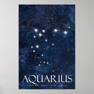 Aquarius Poster with name, starsign zodiac