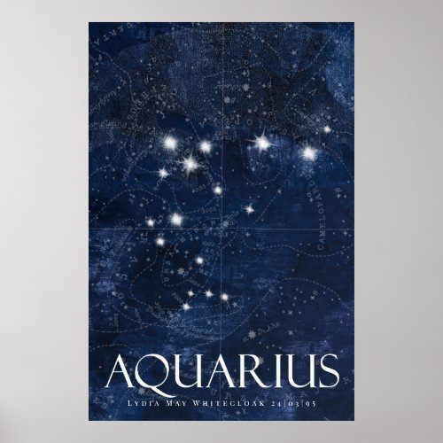 Aquarius Poster with name starsign zodiac