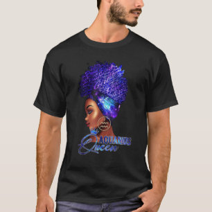 Aquarius Queen Curly Hair Black Girl Magic Zodiac T-Shirt