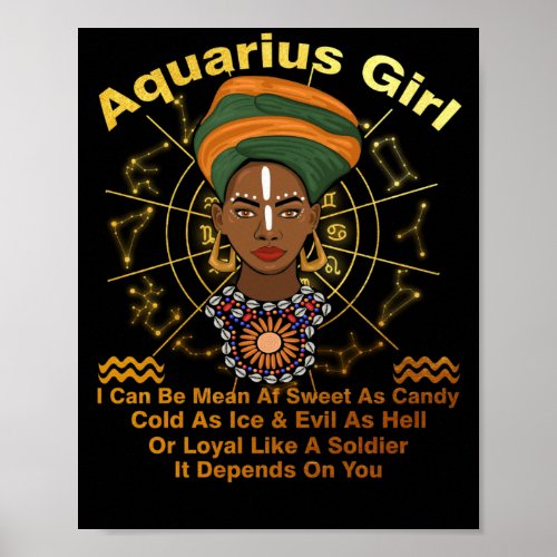 Aquarius Queen Sweet As Candy Birthday For Black Poster