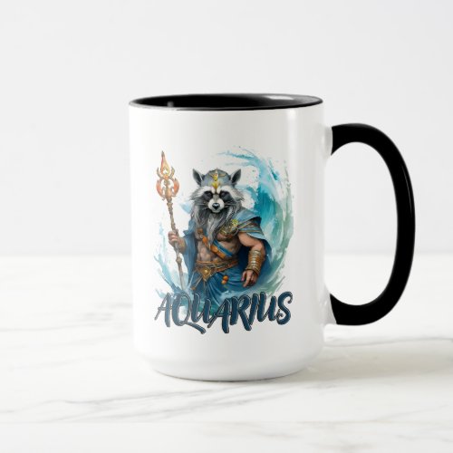 Aquarius raccoon zodiac sign sea king mug