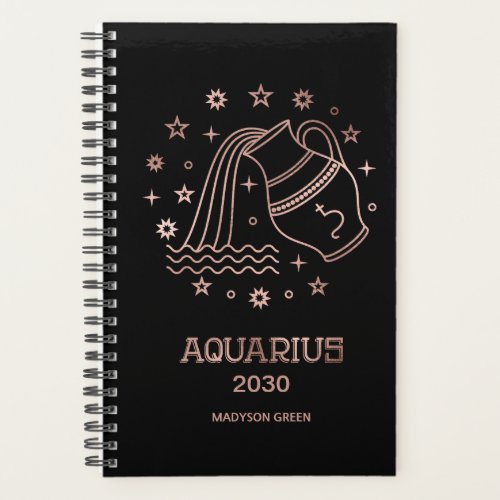Aquarius Rose Gold Zodiac Sign  Planner