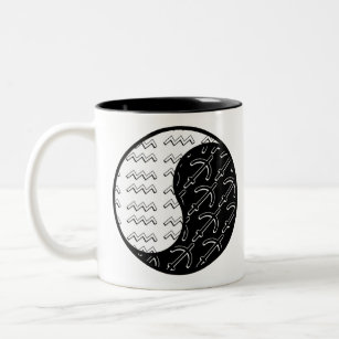 Aquarius Sagittarius yin yang zodiac couple Two-Tone Coffee Mug