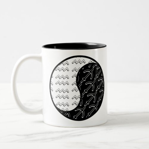 Aquarius Sagittarius yin yang zodiac couple Two_Tone Coffee Mug