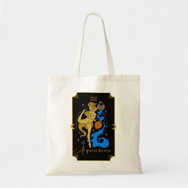 Aquarius Saucy Signs Astrological Tote Bag (Front)