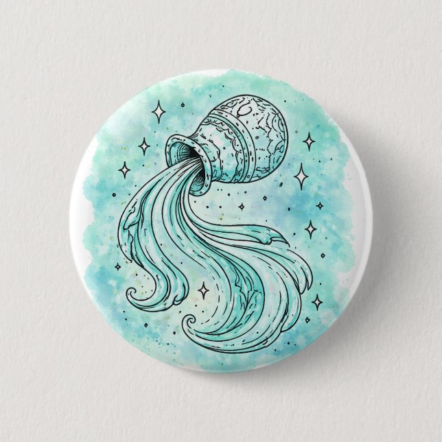 Aquarius Sign Button (Front)
