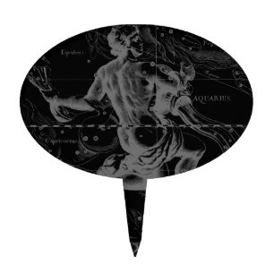 Aquarius Sign Constellation Map by Hevelius Cake Topper
