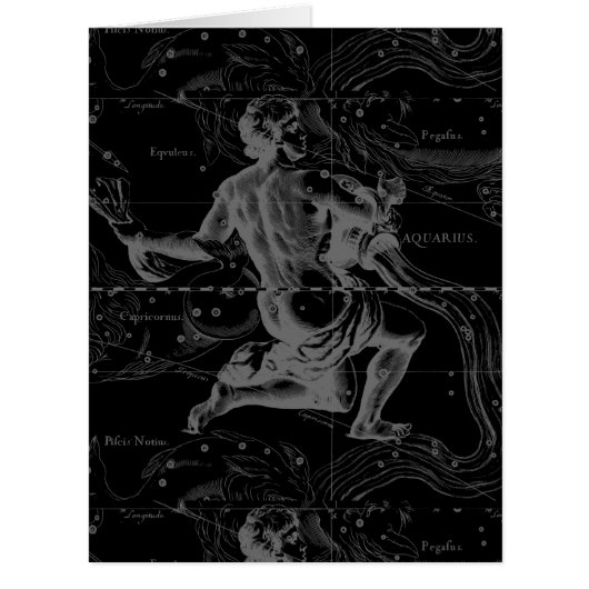 Aquarius Sign Constellation Map by Hevelius Cards (Front)