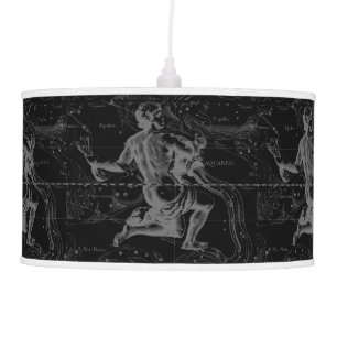Aquarius Sign Constellation Map by Hevelius Hanging Lamp