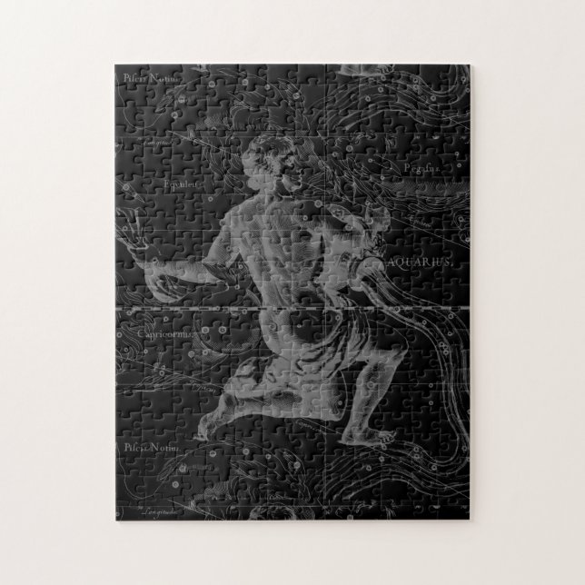 Aquarius Sign Constellation Map by Hevelius Jigsaw Puzzle (Vertical)