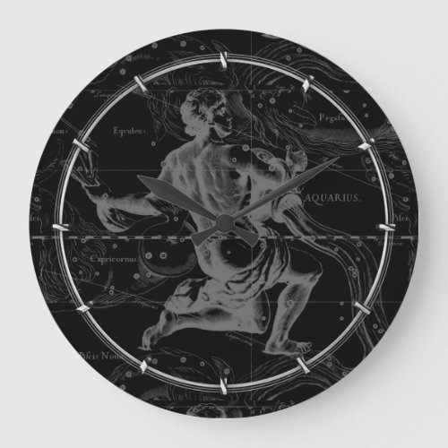 Aquarius Sign Constellation Map by Hevelius Large Clock