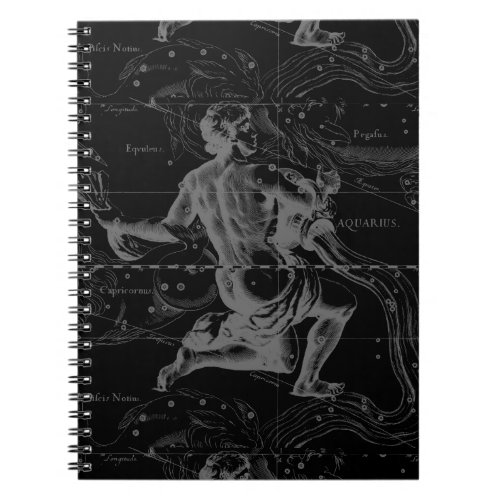 Aquarius Sign Constellation Map by Hevelius Notebook