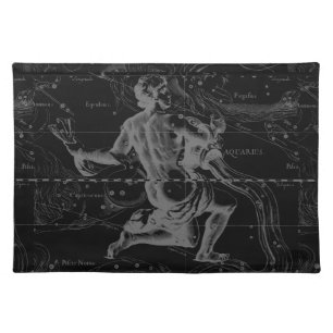 Aquarius Sign Constellation Map by Hevelius Placemat