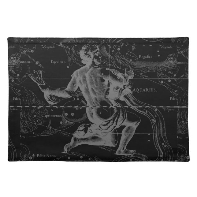 Aquarius Sign Constellation Map by Hevelius Placemat (Front)