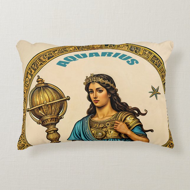 Aquarius sign of the zodiac accent pillow (Front)