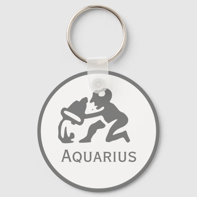Aquarius Sign of the Zodiac Design Keychain (Front)