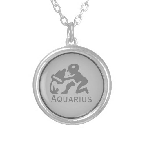 Aquarius Sign of the Zodiac design Silver Plated Necklace