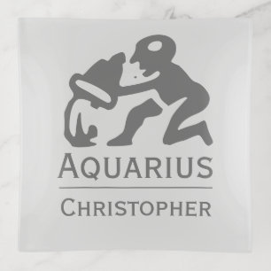 Aquarius Sign of the Zodiac Design Trinket Tray