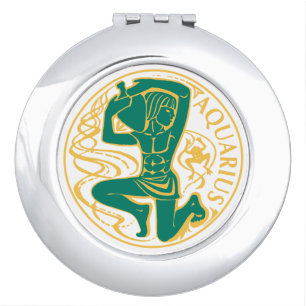 Aquarius Sign of the Zodiac on a Compact Mirror