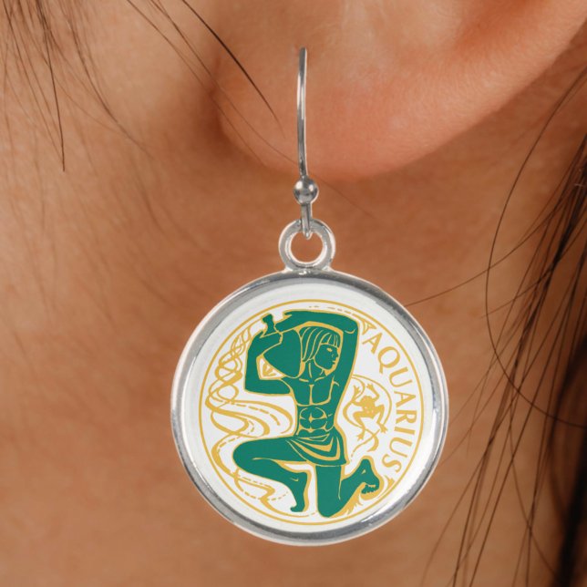 Aquarius Sign of the Zodiac on a pair of Earrings (Creator Uploaded)