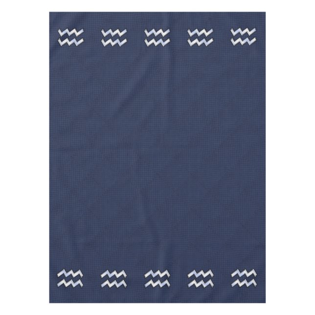 Aquarius Sign on Blue Carbon Fiber Style Tablecloth (Front)