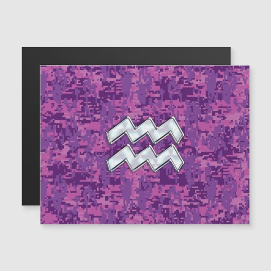 Aquarius Sign on fuchsia pink digital camo (Front/Back)