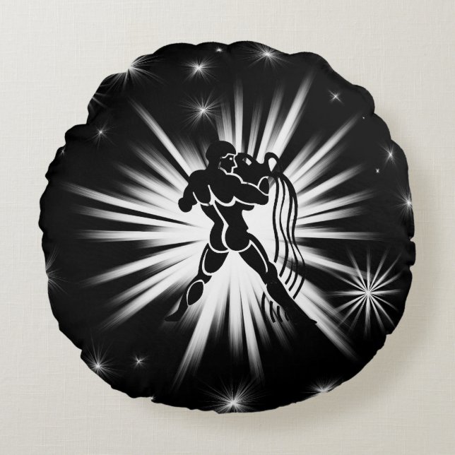 Aquarius sign round pillow (Front)