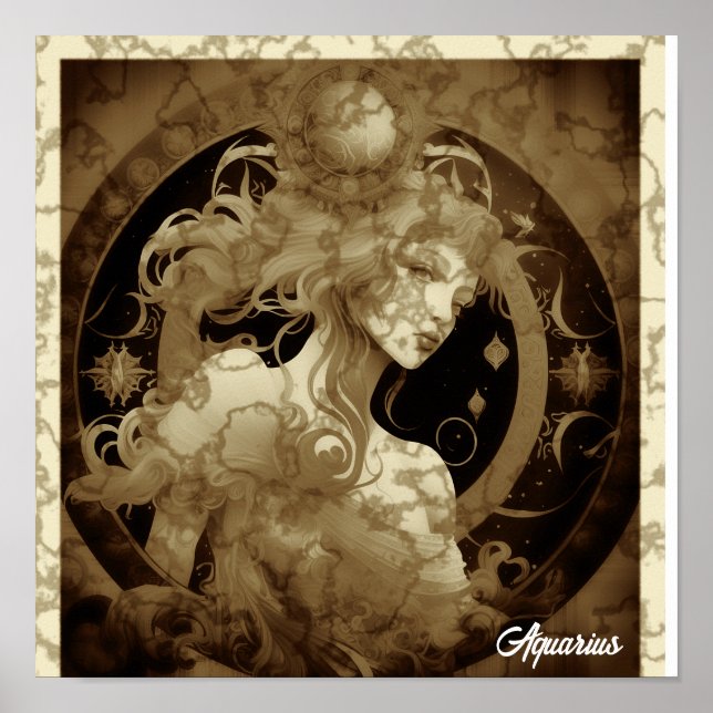 Aquarius Sign Wall Art Poster (Front)