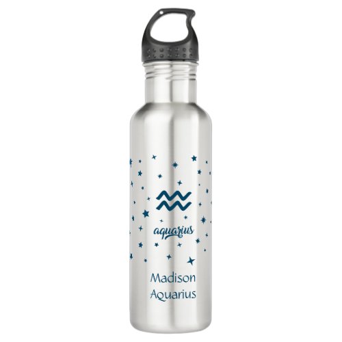 Aquarius Sign Zodiac Astrology Birthday  Stainless Steel Water Bottle