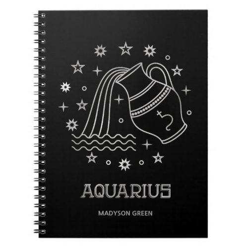 Aquarius Silver Zodiac Sign Personalized Planner Notebook