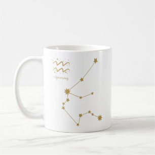 Aquarius Star Sign Gold Constellation  Coffee Mug