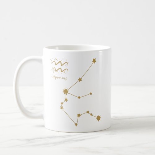 Aquarius Star Sign Gold Constellation  Coffee Mug