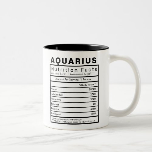 Aquarius Star Sign Nutrition Facts Statistics Two_Tone Coffee Mug