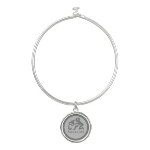 Aquarius Star Sign of the Zodiac Design Bangle Bracelet
