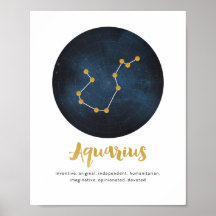 Aquarius star sign print