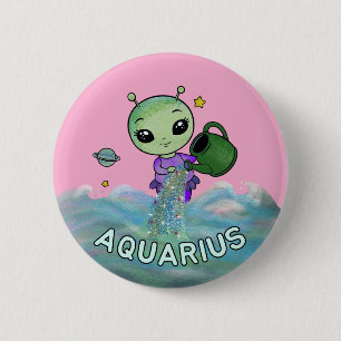 Aquarius star sign water bearer zodiac star button