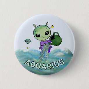 Aquarius star sign water bearer zodiac star button
