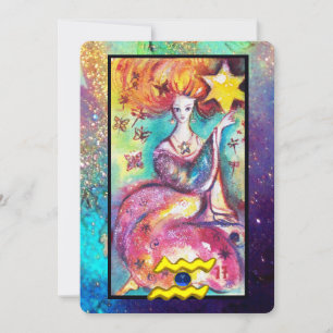 AQUARIUS, STAR TAROT ASTROLOGY ZODIAC BIRTHDAY CAR CARD