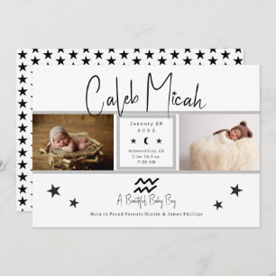 Aquarius Stars Photo Baby Birth Announcement