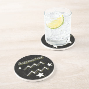 Aquarius symbol drink coaster