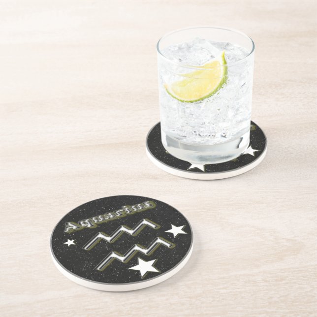 Aquarius symbol drink coaster (Side)