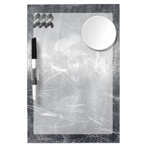 Aquarius Symbol Grunge Distressed Silver Steel Dry Erase Board With Mirror