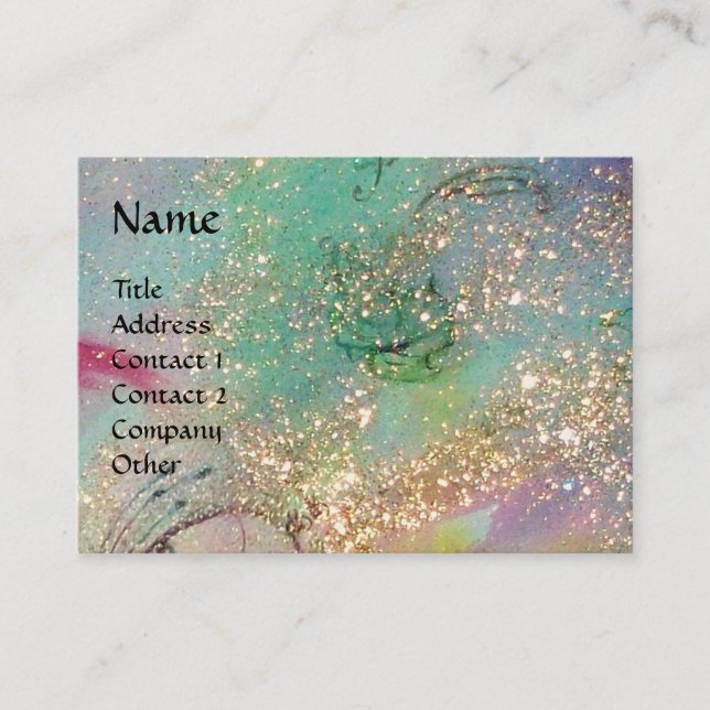 AQUARIUS ,teal,blue,green, gold yellow Business Card (Front)