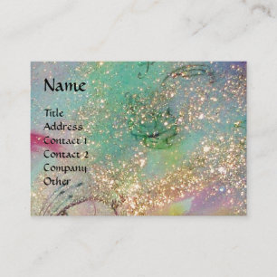 AQUARIUS ,teal,blue,green,yellow gold sparkles Business Card