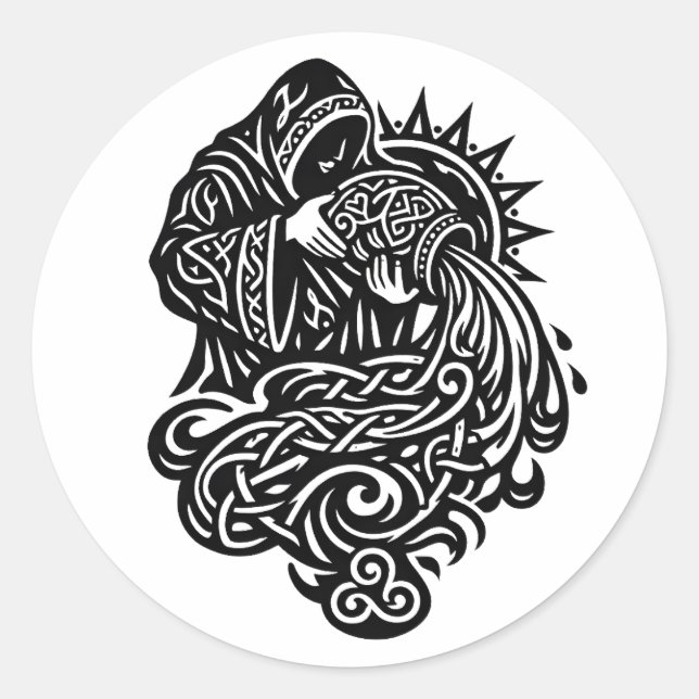 Aquarius — The Water Bearer by BurnsInHell Classic Round Sticker (Front)