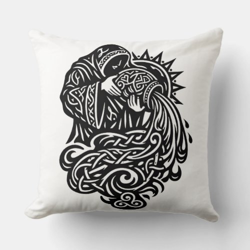 Aquarius — The Water Bearer by BurnsInHell Throw Pillow