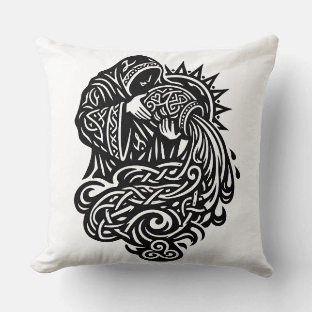 Aquarius — The Water Bearer by BurnsInHell Throw Pillow (Front)
