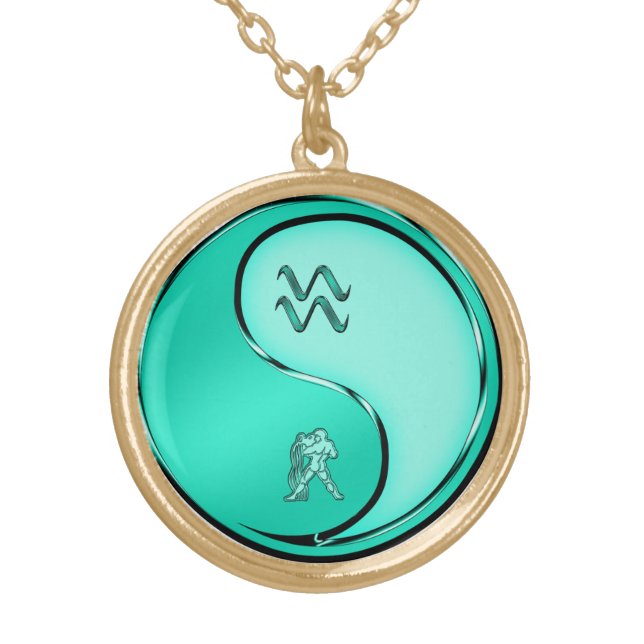Aquarius the Water Bearer Gold Plated Necklace (Front)