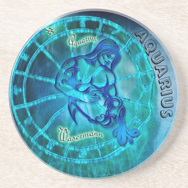 Aquarius the Water Bearer Horoscope Drink Coaster (Front)