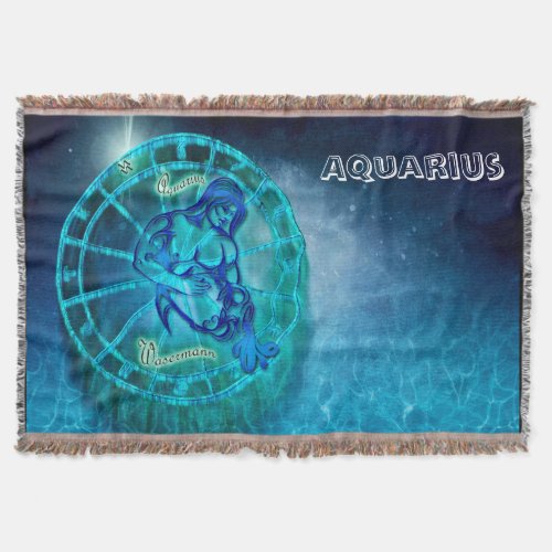 Aquarius the Water Bearer Horoscope Throw Blanket
